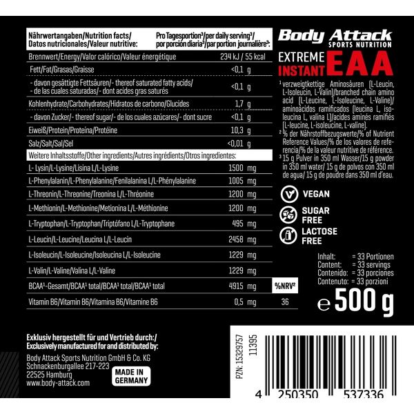 Body Attack - Extreme Instant-EAA - 500g Lemon
