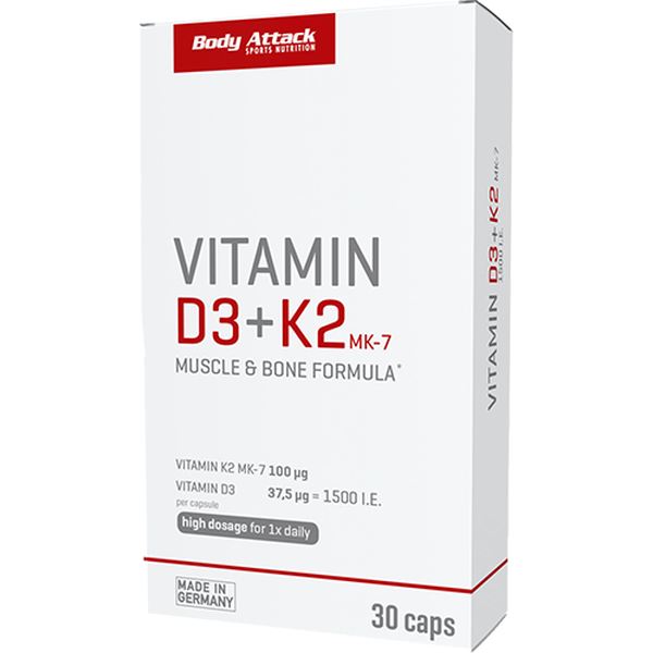 Body Attack - Vitamin D3 + K2 - 30 Caps