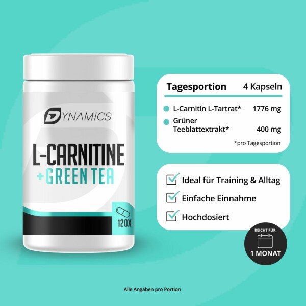 l carnitine long term side effects L-Carnitin + Green Tea | 120 Kapseln