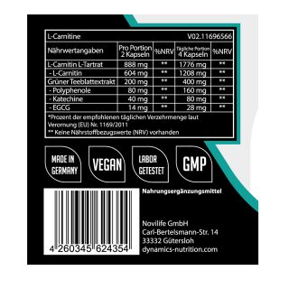 Dynamics - L-Carnitin + Green Tea  120 Kapseln