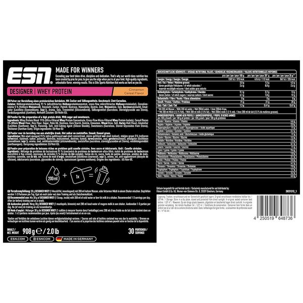 ESN - DESIGNER WHEY - 908G DOSE Cinnamon Cereal