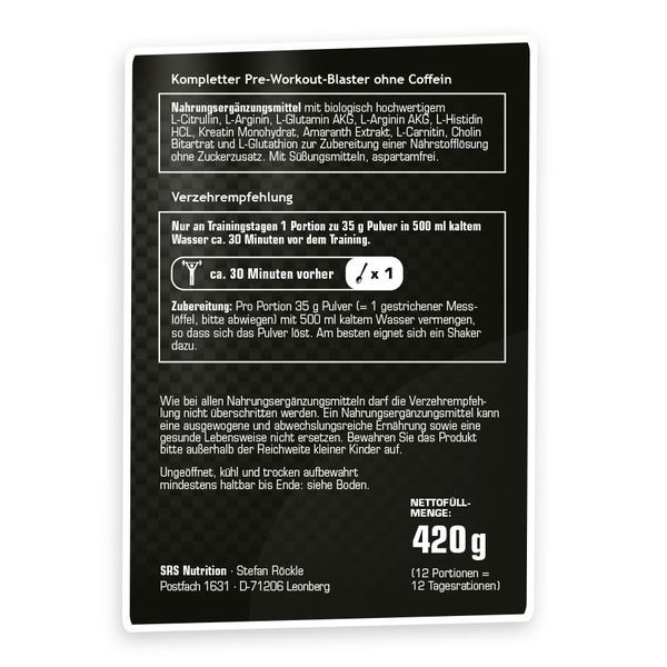 SRS - Blaster (Koffeinfreier Booster) - 420g Orange Maraquia