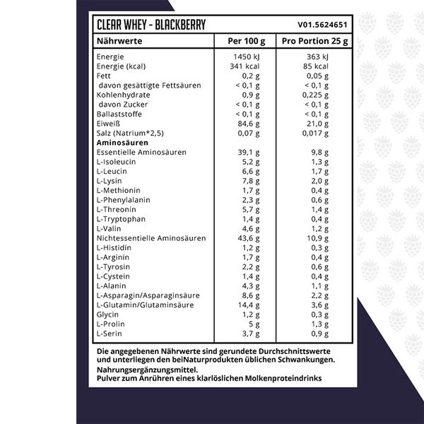 Dynamics - Clear Whey Isolate - 500g Blackberry