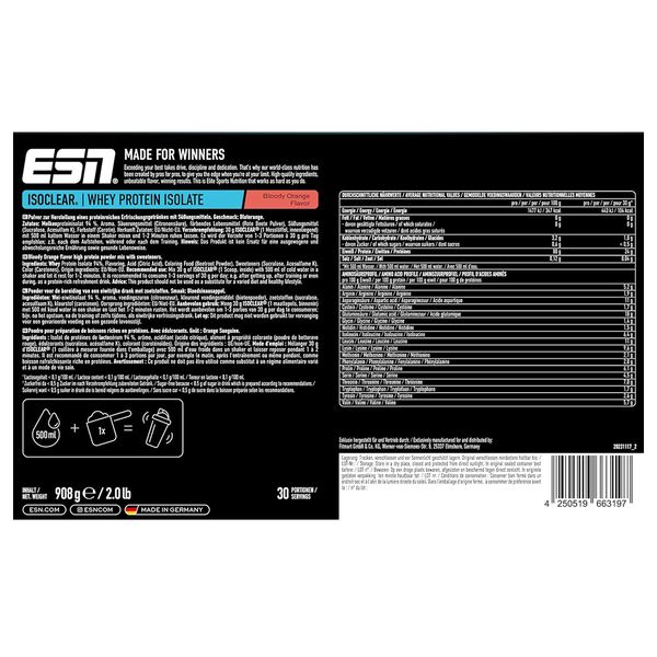 ESN - ISOCLEAR Whey Isolate - 908g Bloody Orange