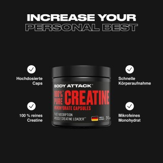 Body Attack - 100% Pure Creatine - 240 Kapseln