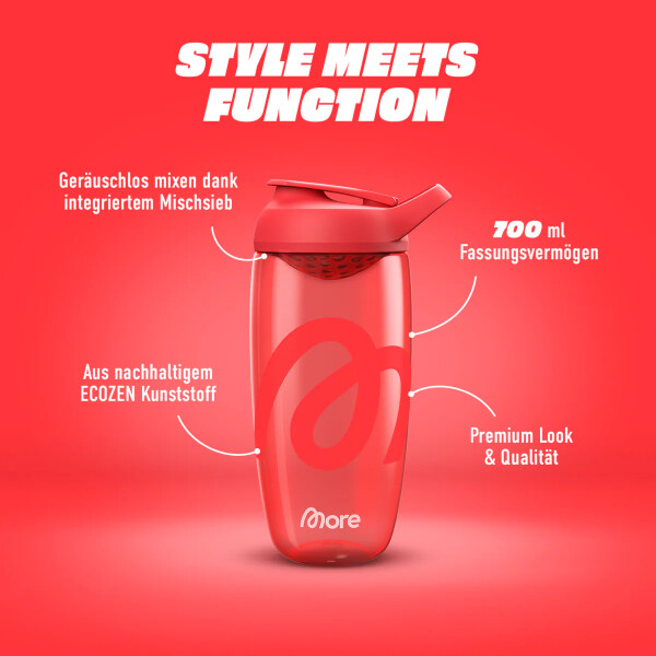 More Nutrition - Protein Shaker 700ml - Rot